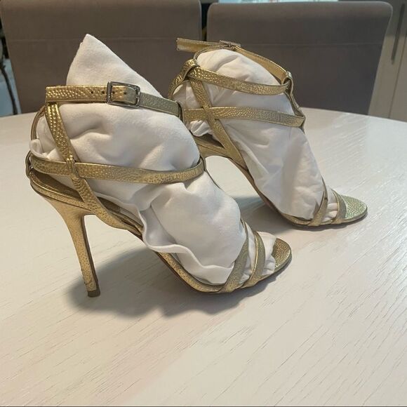 Camilla Skovgaard gold leather T strap stiletto heels 37.5 - Picture 4 of 13